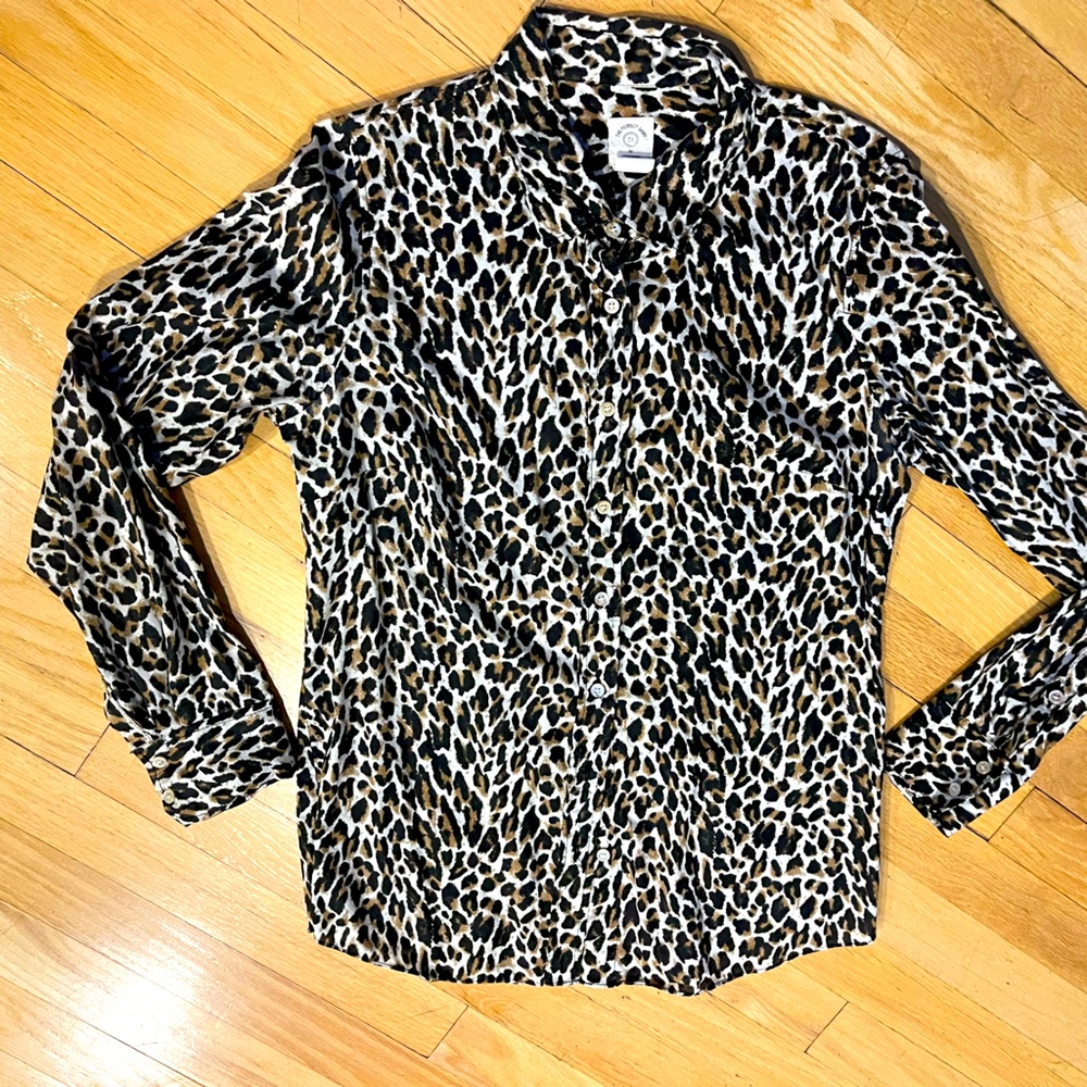 JCrew leopard button down fitted shirt size 6